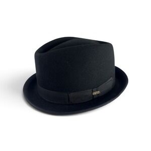 Scala Classico Men Black 100% Wool Diamond Crown Fedora Hat Size Large